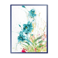 Wild Blue Abstract Farmhouse Flowers Wall Art