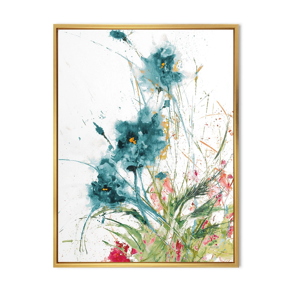 Wild Blue Abstract Farmhouse Flowers Wall Art