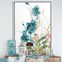 Wild Blue Abstract Farmhouse Flowers Wall Art