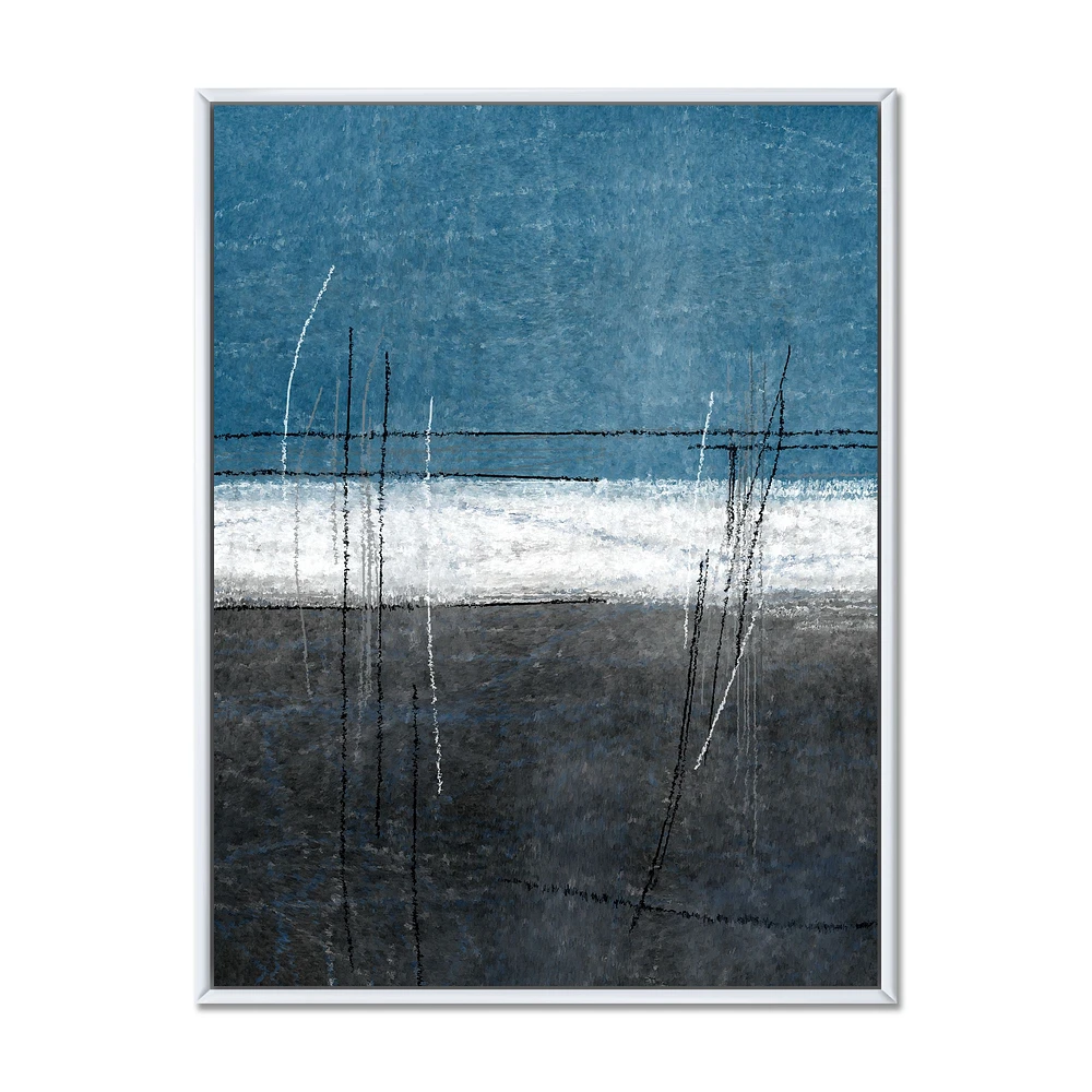 Toile « Teal Meets Grey Abstract Art »