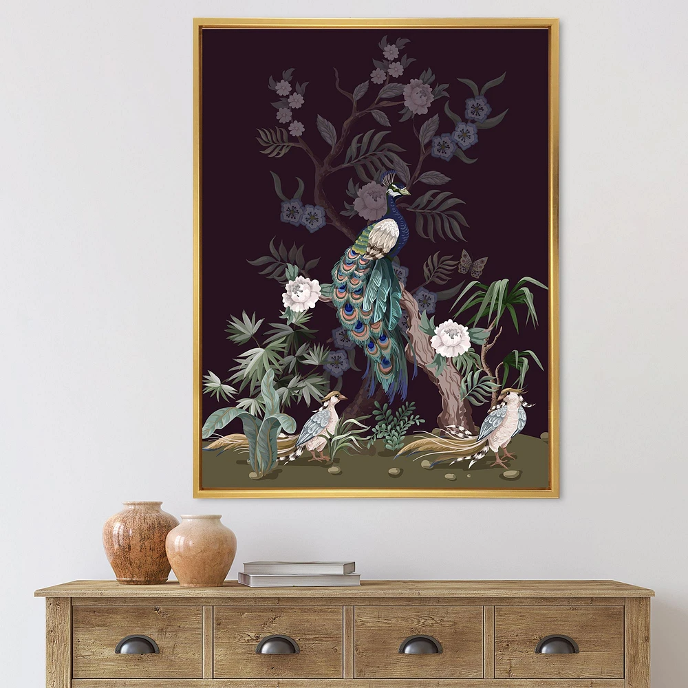 Toile « Chinoiserie with Birds and Peonies V »