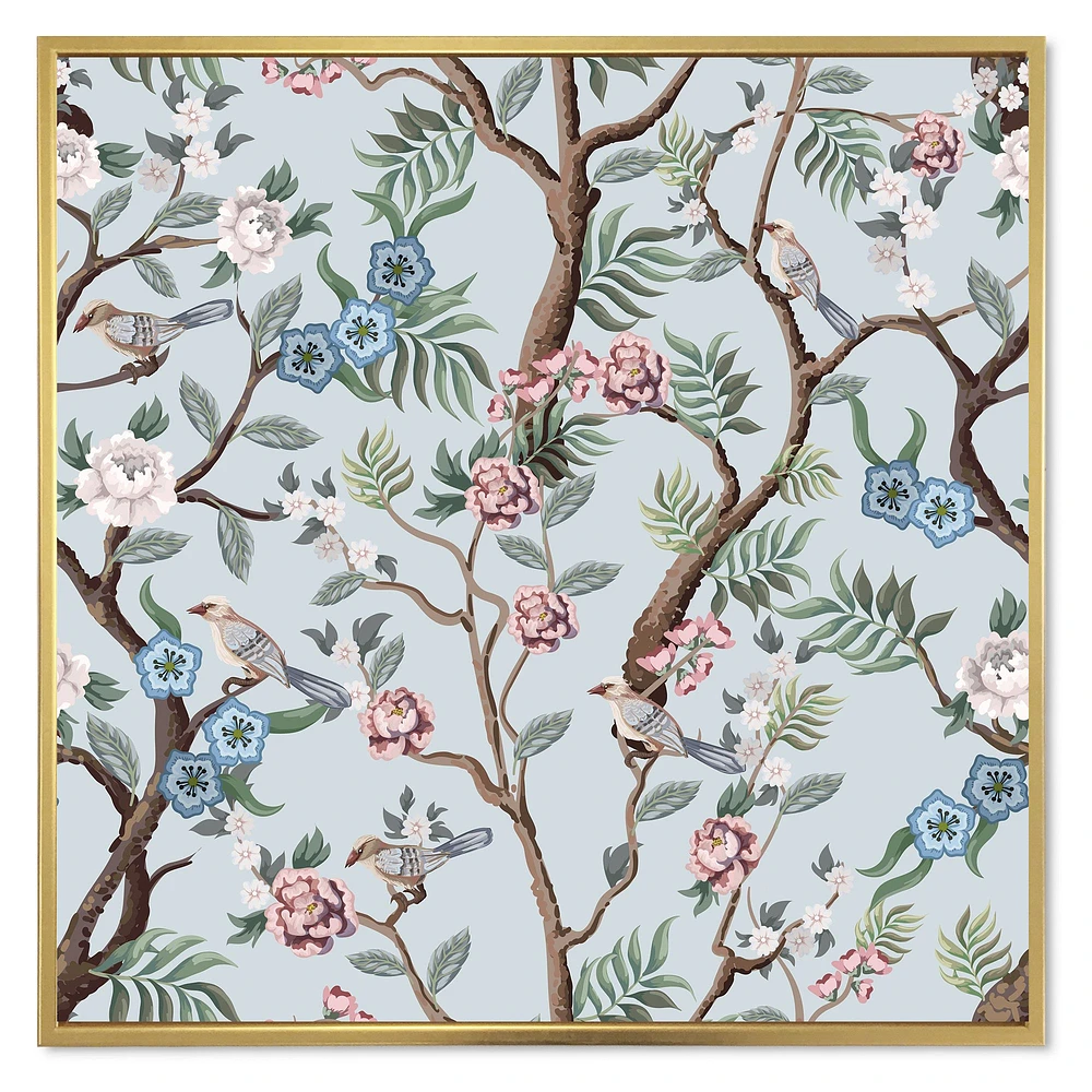 Toile « Chinoiserie with Birds and Peonies X