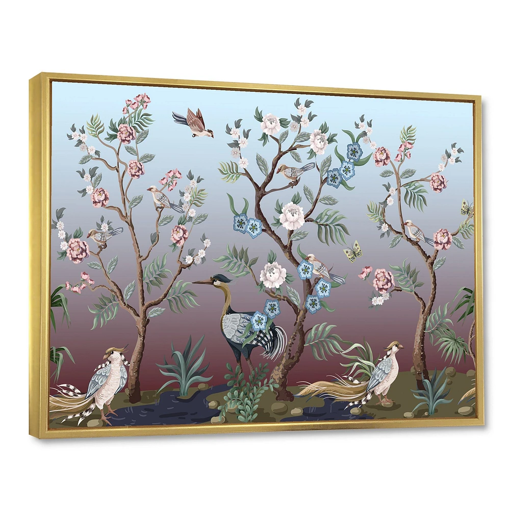 Toile « Chinoiserie with Birds and Peonies XI