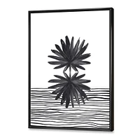 Black and White Tropical Leaf on Striped II  Wall Art