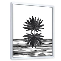 Toile « Black and White Tropical Leaf on Striped II »