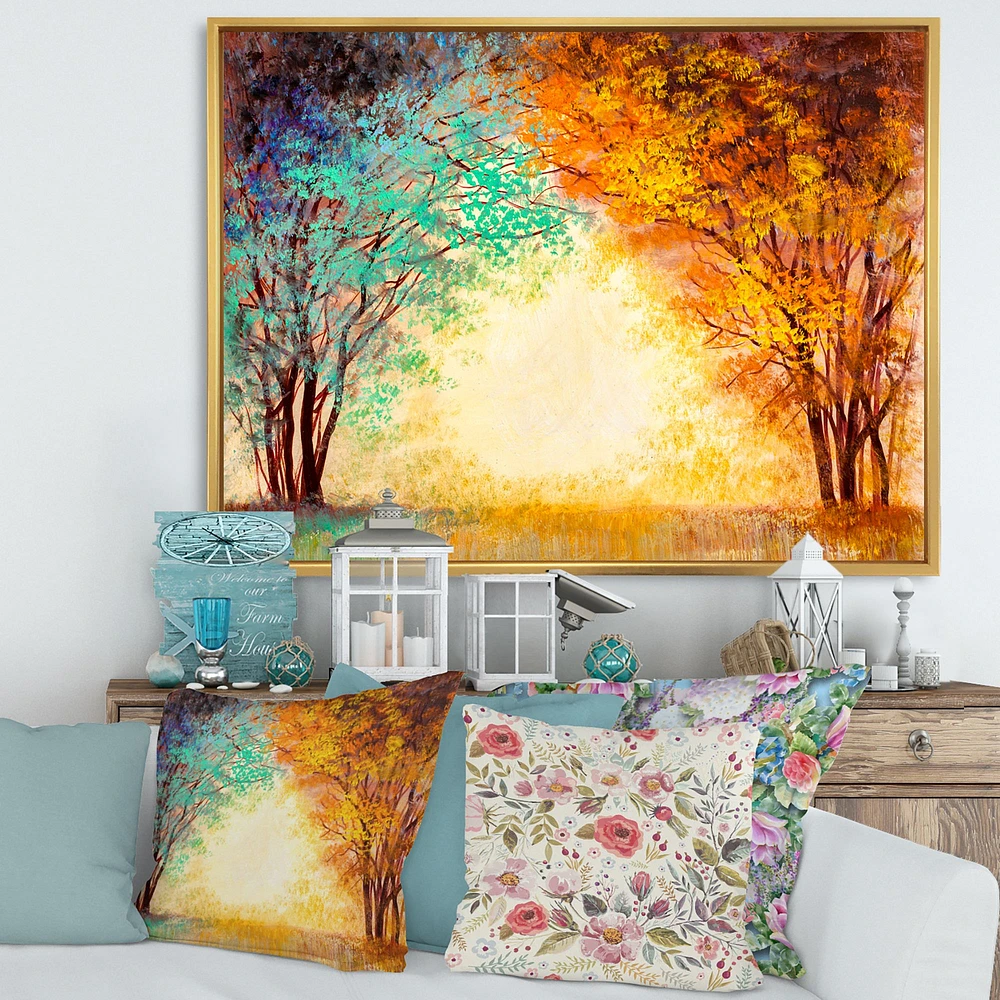 Alley Through The Park Autumn Sunset  Wall Art