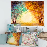 Alley Through The Park Autumn Sunset  Wall Art