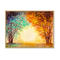 Toile « Alley Through The Park Autumn Sunset »