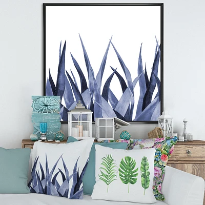 Navy Blue Agave Leaves  Wall Art