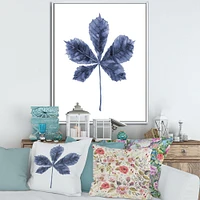 Navy Blue Chestnut Leaf  Wall Art