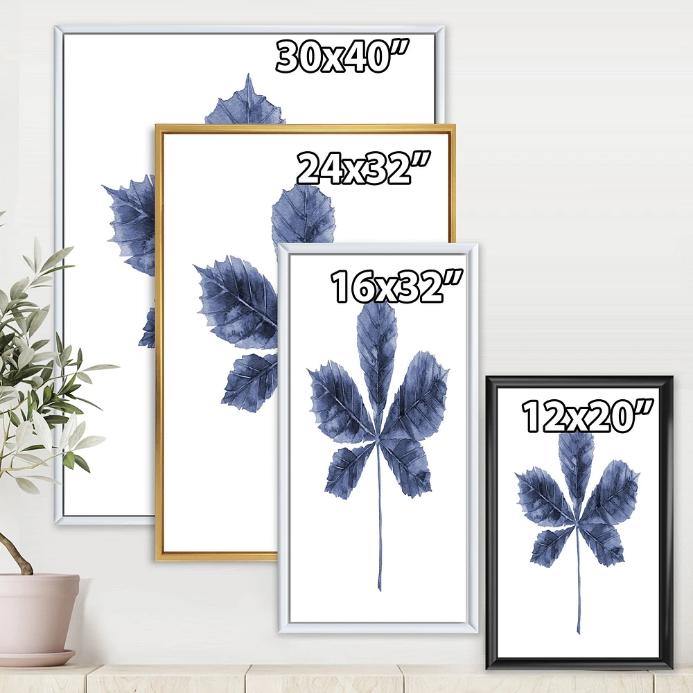 Navy Blue Chestnut Leaf  Wall Art