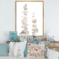 Beige Eucalyptus Branches on White  Wall Art