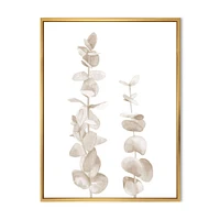 Toile « Beige Eucalyptus Branches on White »