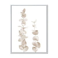 Beige Eucalyptus Branches on White  Wall Art