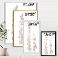 Beige Eucalyptus Branches on White  Wall Art