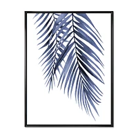 Toile « Blue Palm Leaves Abstract Tropical Branches »