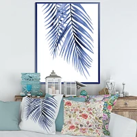 Toile « Blue Palm Leaves Abstract Tropical Branches »