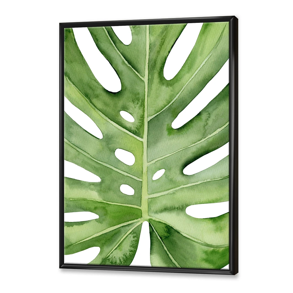 Toile « Green Monstera Leaf Tropical Palm Botanical Detail »