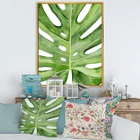 Toile « Green Monstera Leaf Tropical Palm Botanical Detail »