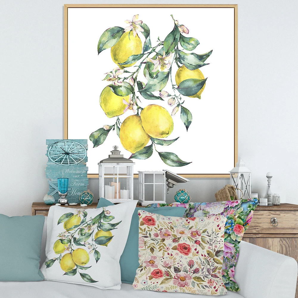 Branch of Yellow Lemons and Leaves I  Wall Art