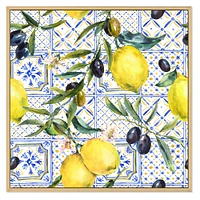 Toile « Lemon Ornament on Blue al Pattern III