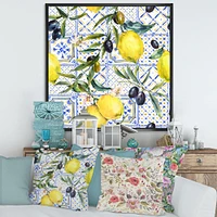 Toile « Lemon Ornament on Blue al Pattern III