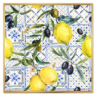 Toile « Lemon Ornament on Blue al Pattern III