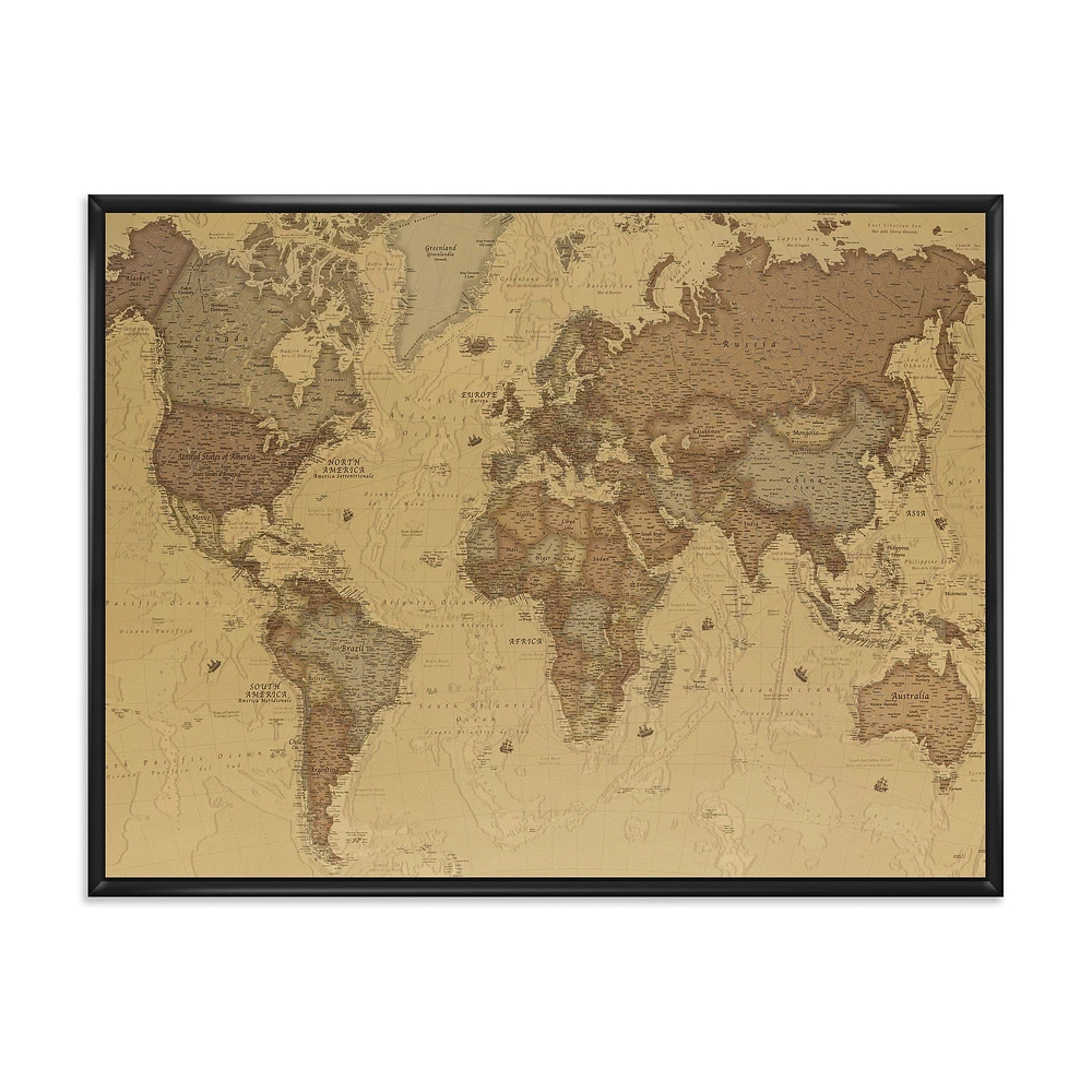 Ancient Map of The World III Canvas Wall Art