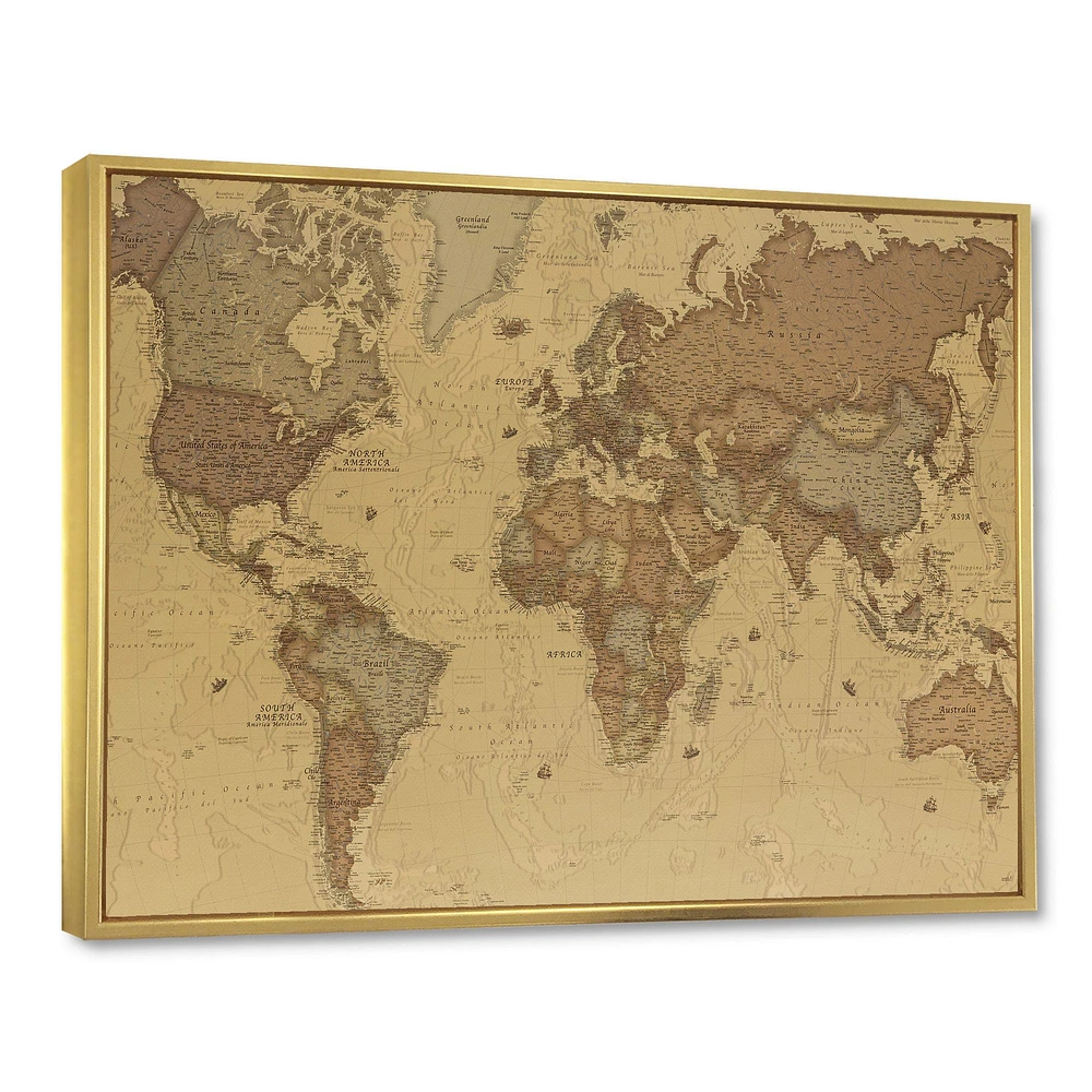 Ancient Map of The World III Canvas Wall Art