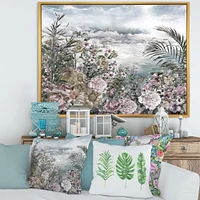 Retro Flowers by The Sea Side  Wall Art