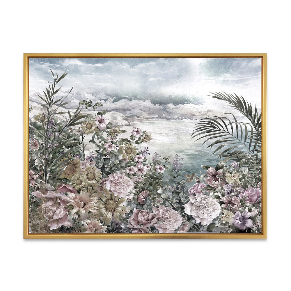 Toile « Retro Flowers by The Sea Side