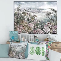 Toile « Retro Flowers by The Sea Side