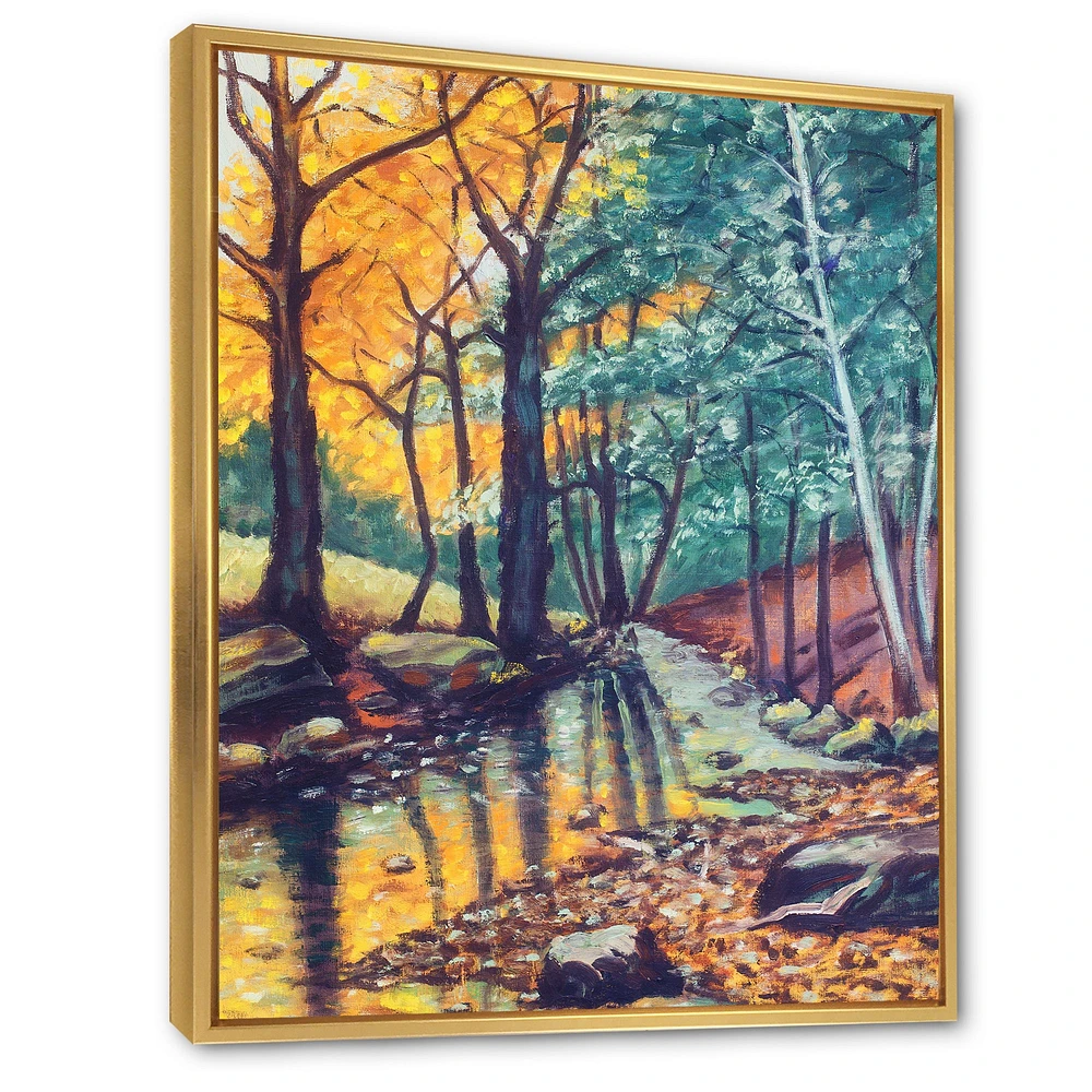 Landscape with River Autumn Forest Sunset  Wall Art