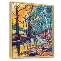 Toile « Landscape with River Autumn Forest Sunset »