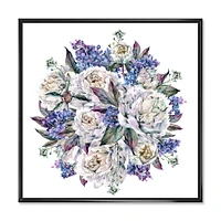 Bouquet Peonies White and Blue  Wall Art