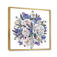 Bouquet Peonies White and Blue  Wall Art