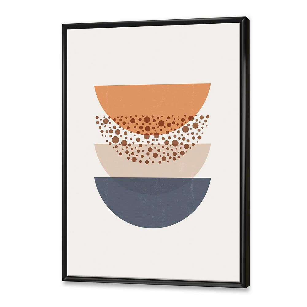 Abstract Sun & Moon Geometrics Blue Orange  Wall Art