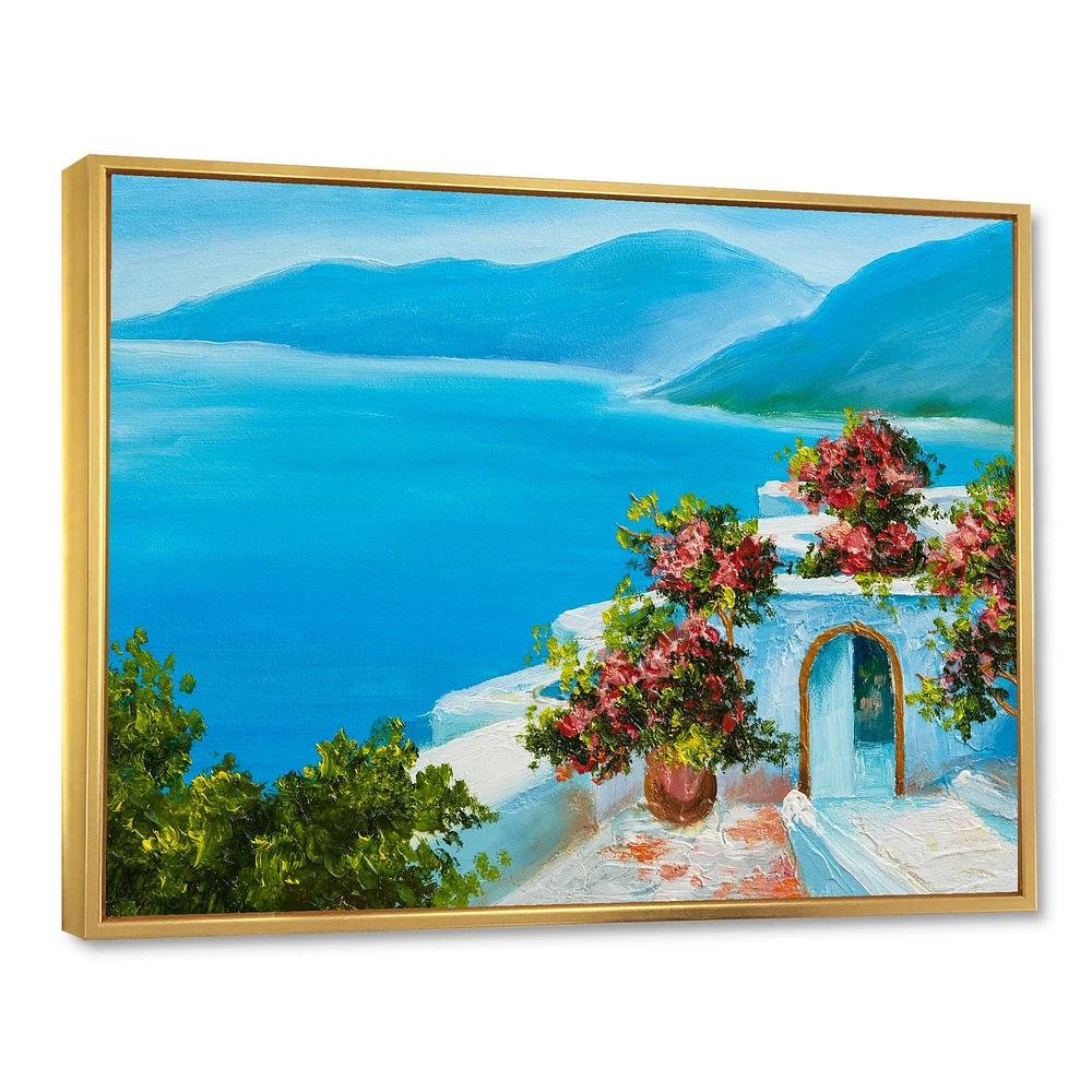 House Near The Sea Colorful Flowers I  Wall Art