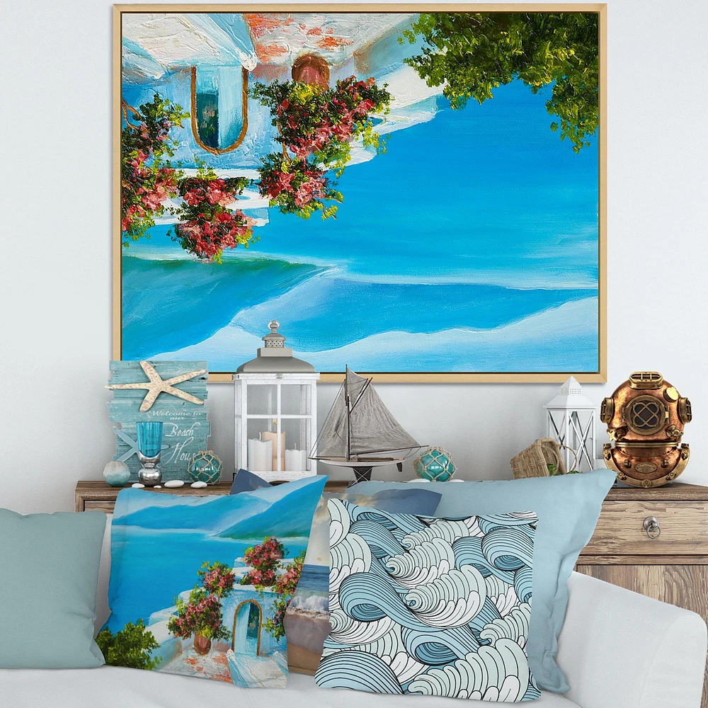 House Near The Sea Colorful Flowers I  Wall Art