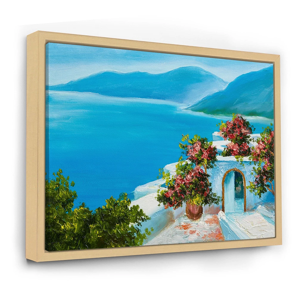 House Near The Sea Colorful Flowers I  Wall Art