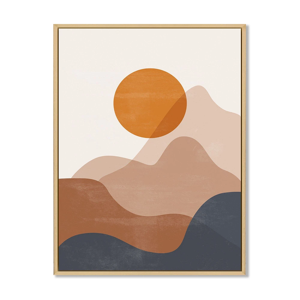 Red Moon Earth Toned Mountains II Wall Art