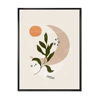 Abstract Geometrical Moon with Leaf I  Wall Art