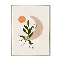 Abstract Geometrical Moon with Leaf I  Wall Art