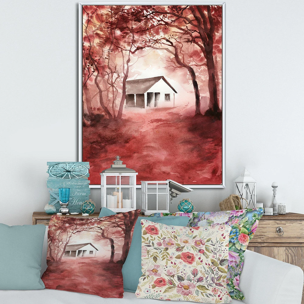 Toile « House Red Autumn Woods »