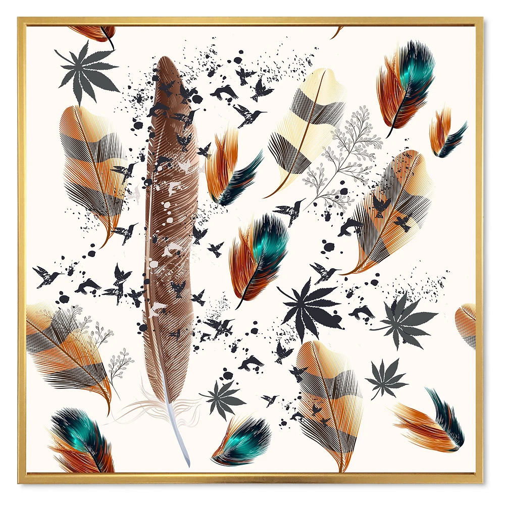 Multicolored Feather Pattern  Wall Art