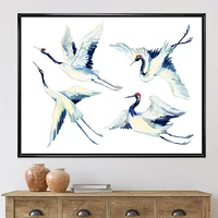 Asian Crane Bird Impression  Wall Art