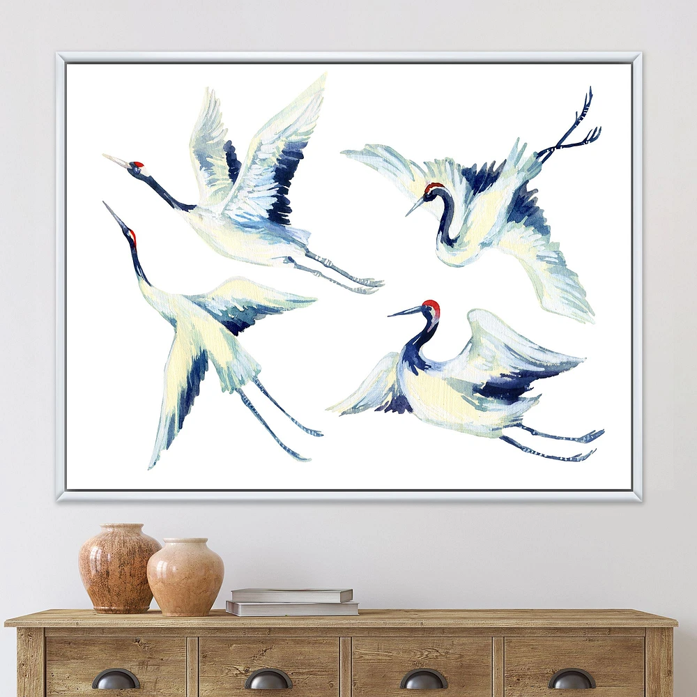 Asian Crane Bird Impression  Wall Art