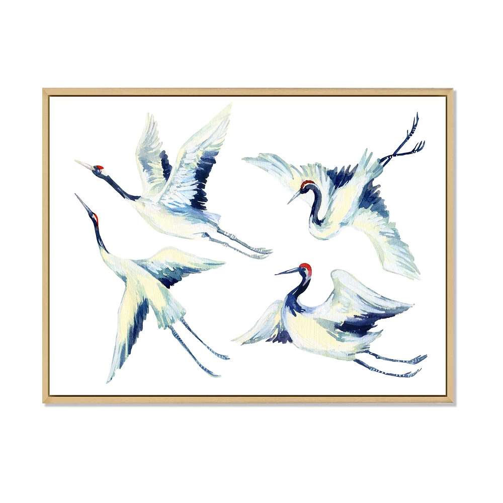 Asian Crane Bird Impression  Wall Art