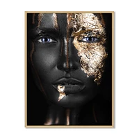 Portrait of A Afro American Girl with Gold Makeup  Wall Art