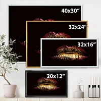 Sexy Golden Metallized Female Lips IV  Wall Art